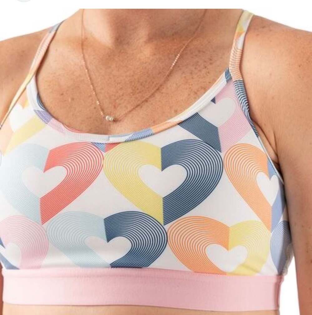 rabbit Women's Strappy Pocket Heart Print Sports Bra M